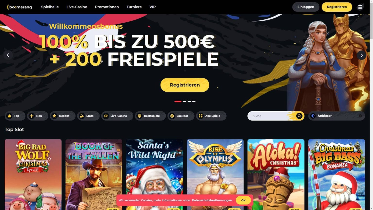 Boomerang Casino 2024- Erhalten Sie 100 % bis zu 500€