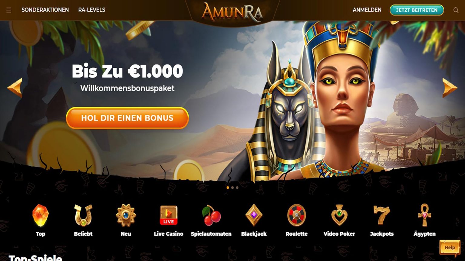 Amunra Casino Screenshot