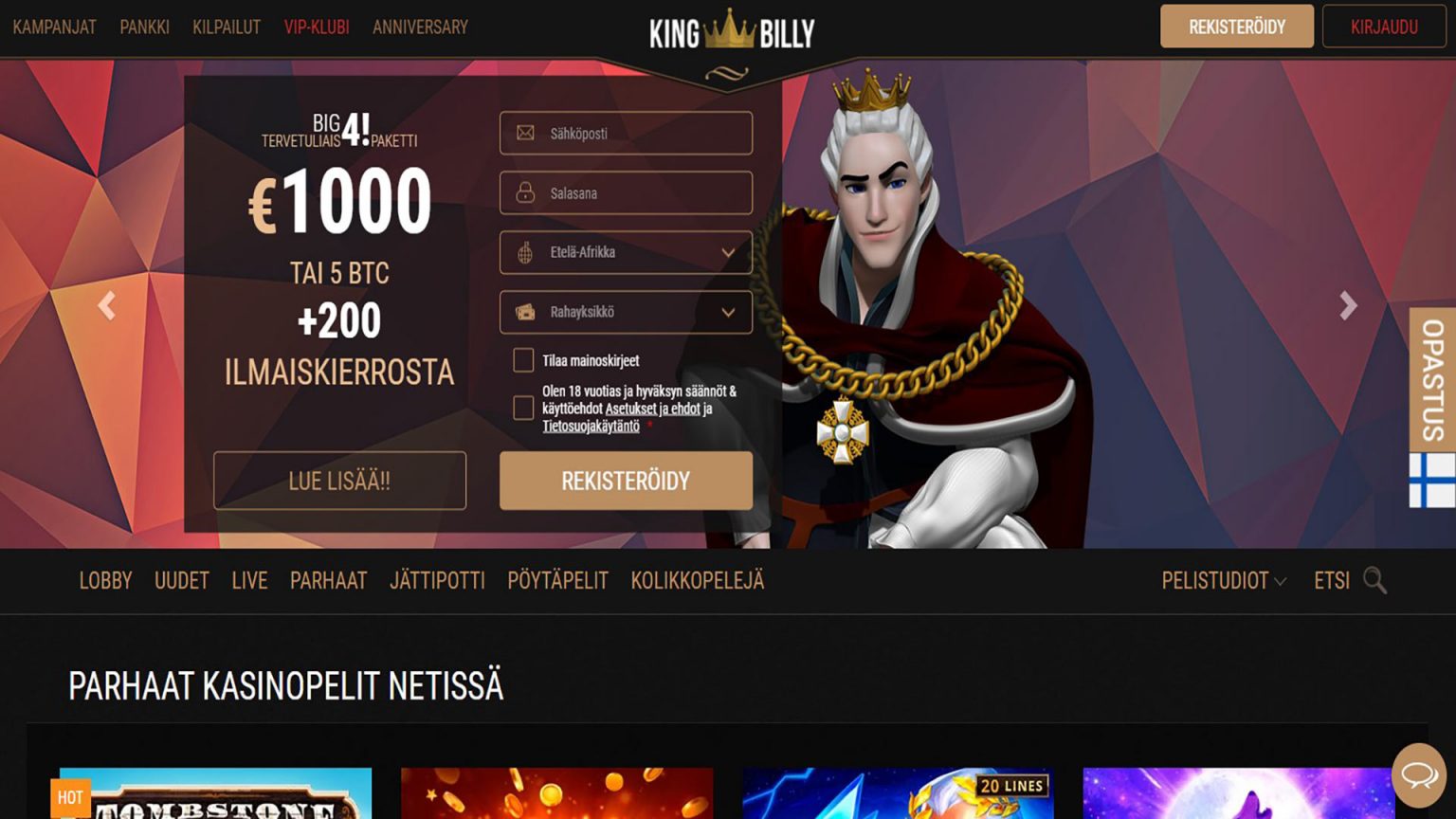 King Billy Kasinot Kuvakaappaus