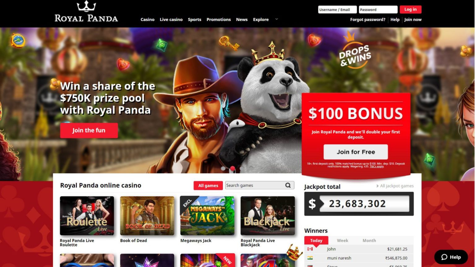 Royal Panda Casino Capture d'écran
