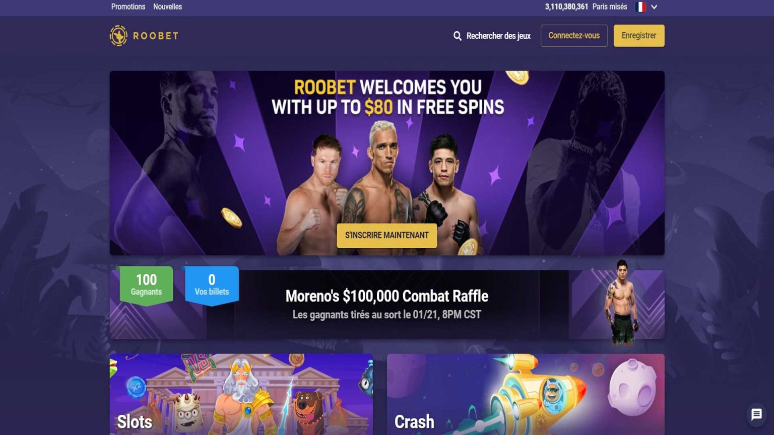 Capture d'écran du casino Roobet