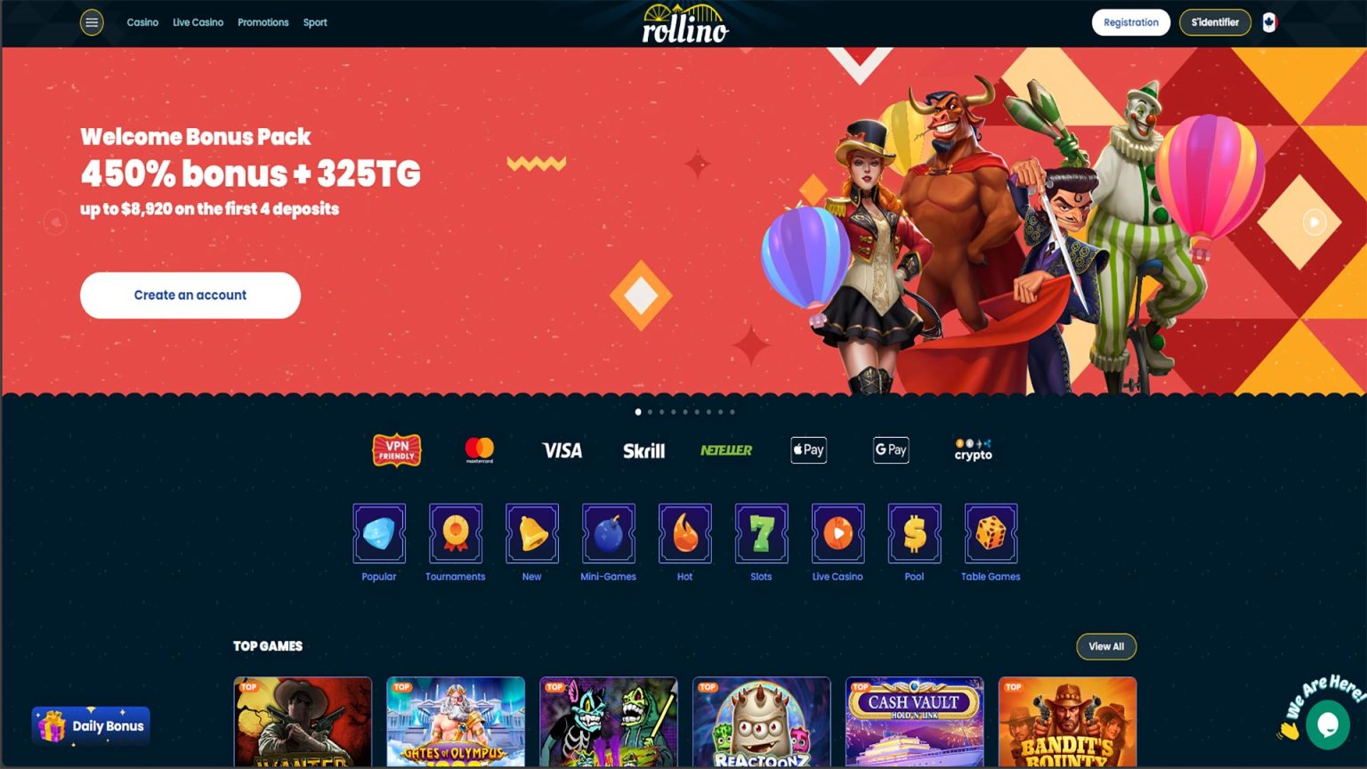 Capture d'écran du casino Rollino