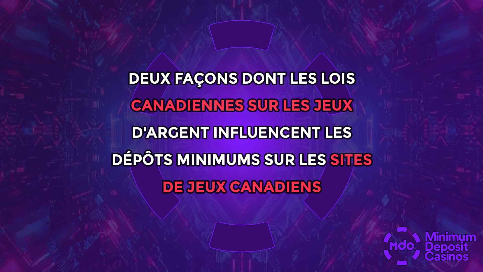 Deux façons dont les lois canadiennes sur les jeux d'argent influencent les dépôts minimums sur les sites de jeux canadiens
