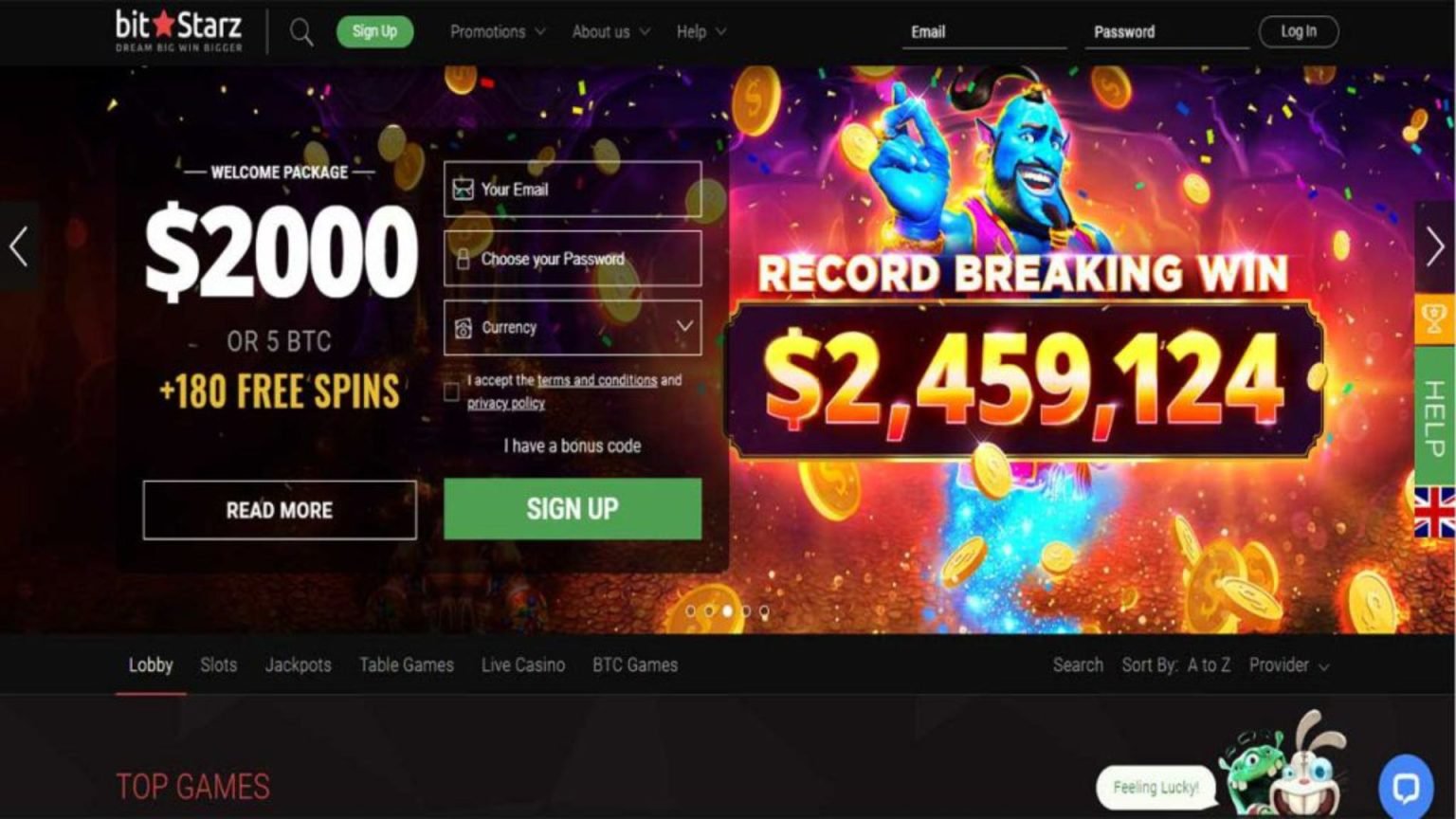Captura de pantalla del casino Bitstarz