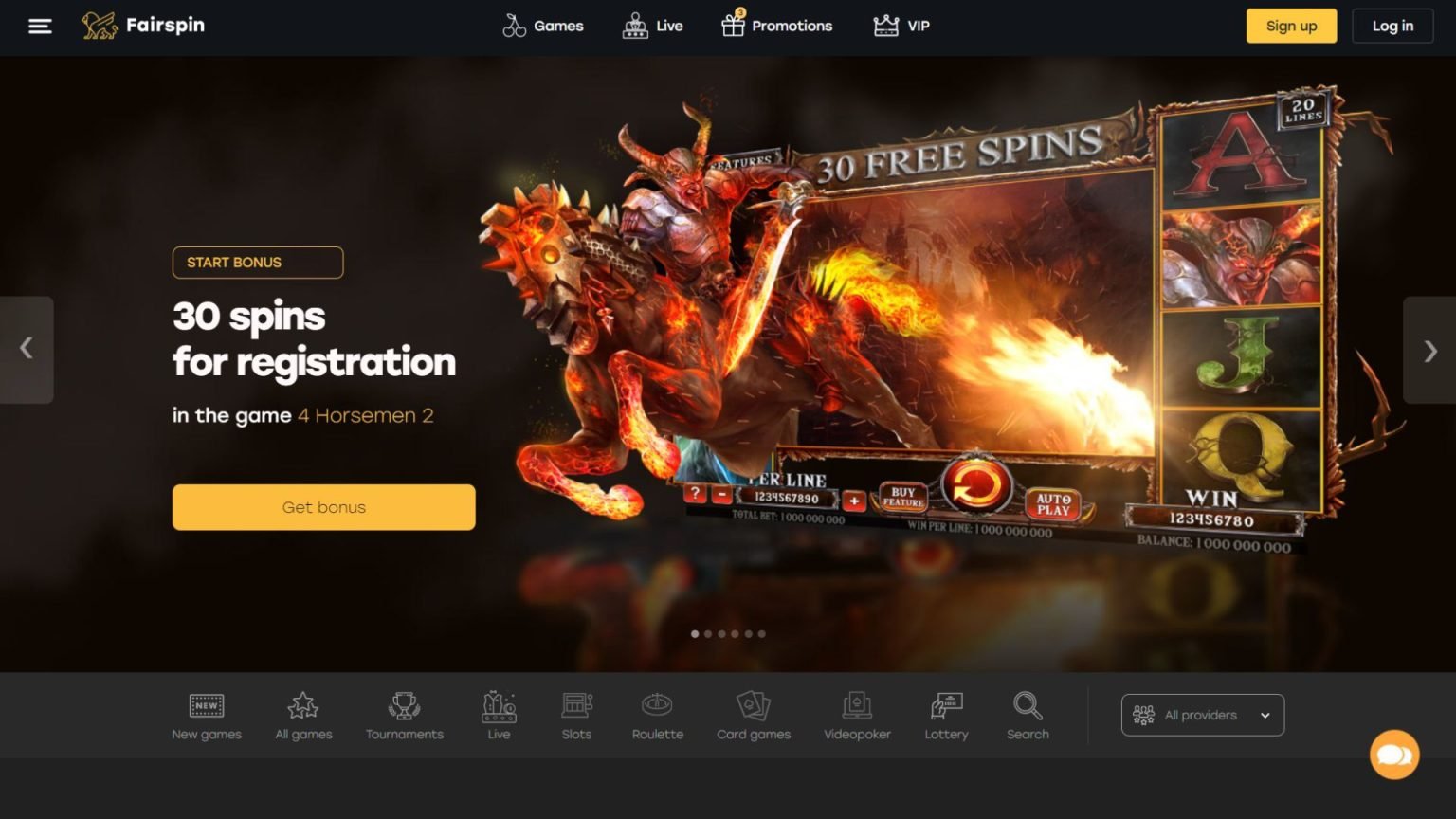 Captura de pantalla del casino Fairspin