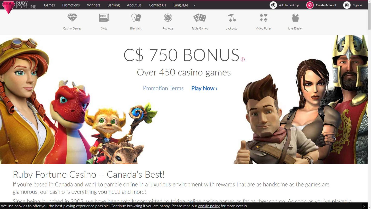 Captura de pantalla del Casino Ruby Fortune