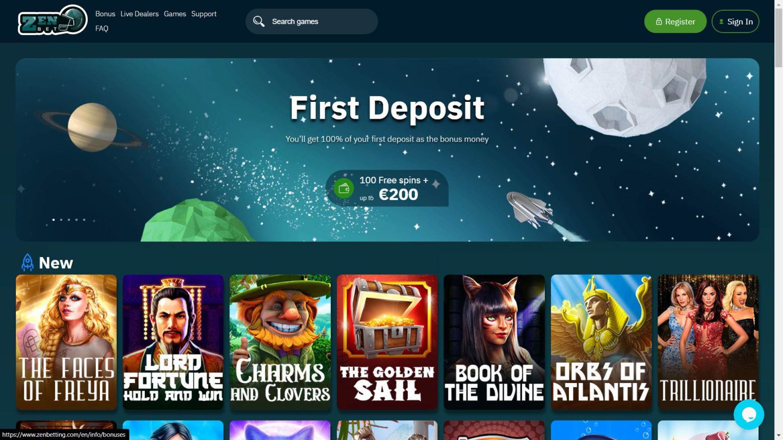 Captura de pantalla del Casino Zen Bet
