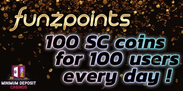 Funzpoints 100 free SC coins giveaways every day for 100 lucky players
