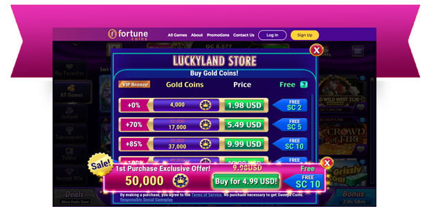 First Purchase bonus screenshot from Luckyland