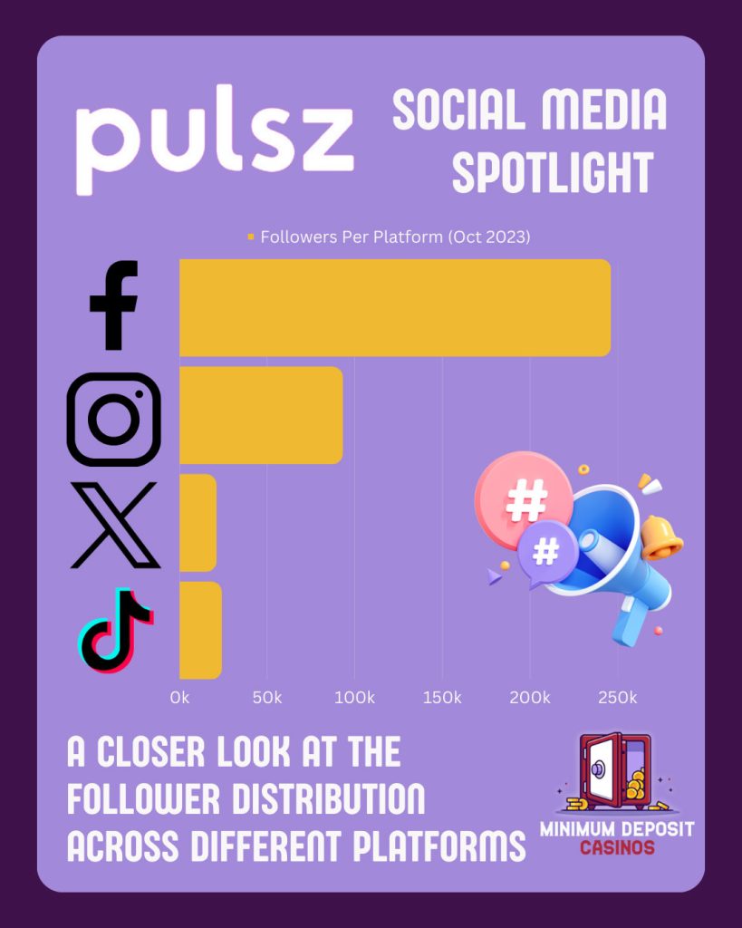 Infographic displaying how many followers Pulsz has on each social media platform