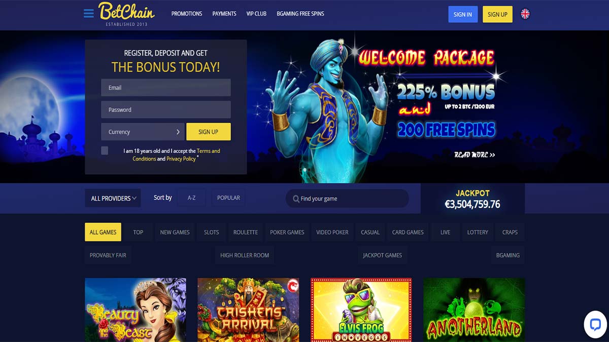 Betchain Casino Screenshot