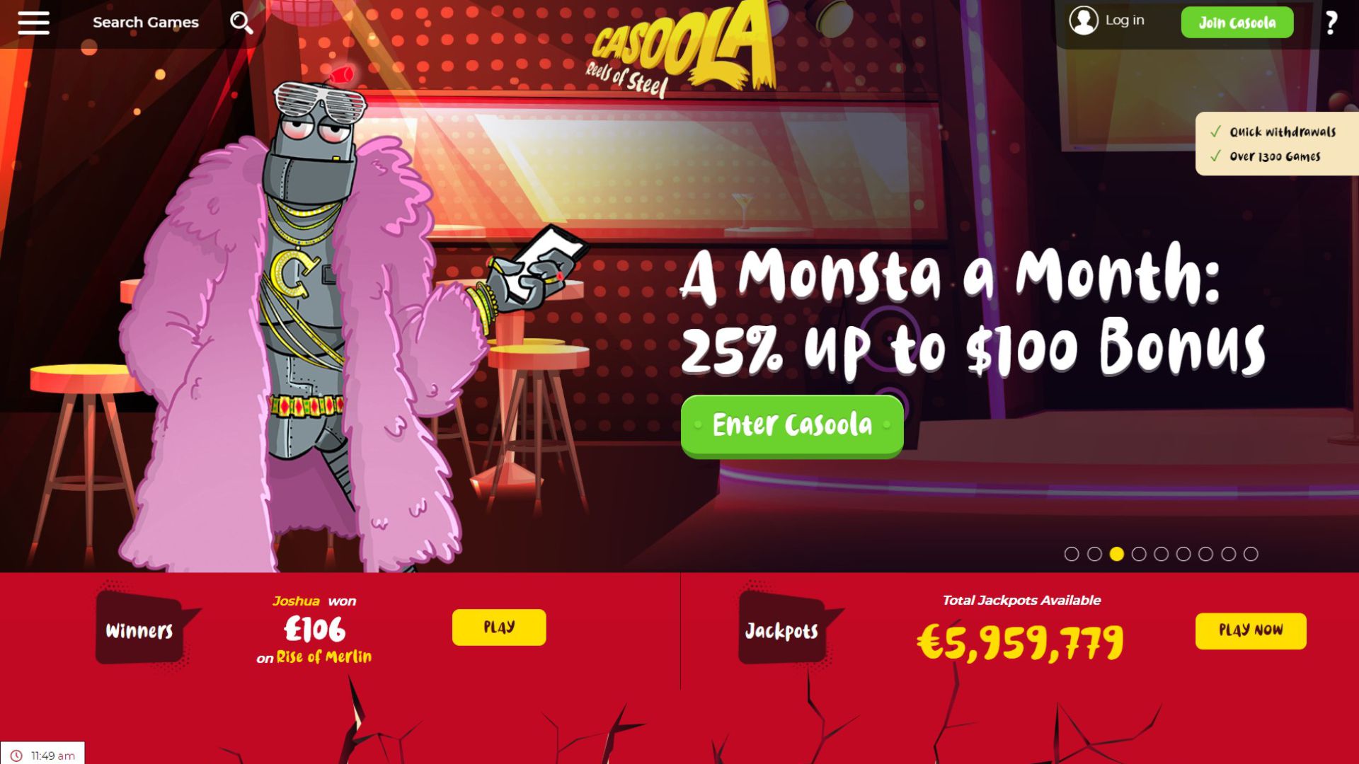 Casoola Casino Review - 100% bonus match up to $€1500 and 300 Free ...