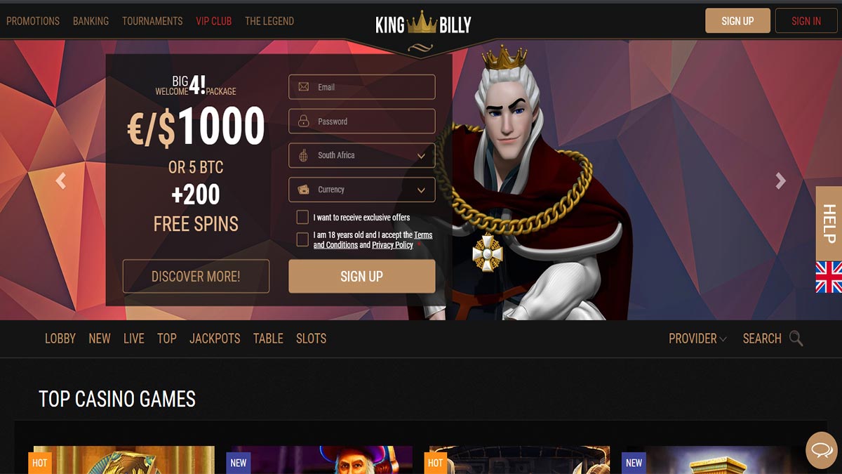 King Billy Casino Screenshot