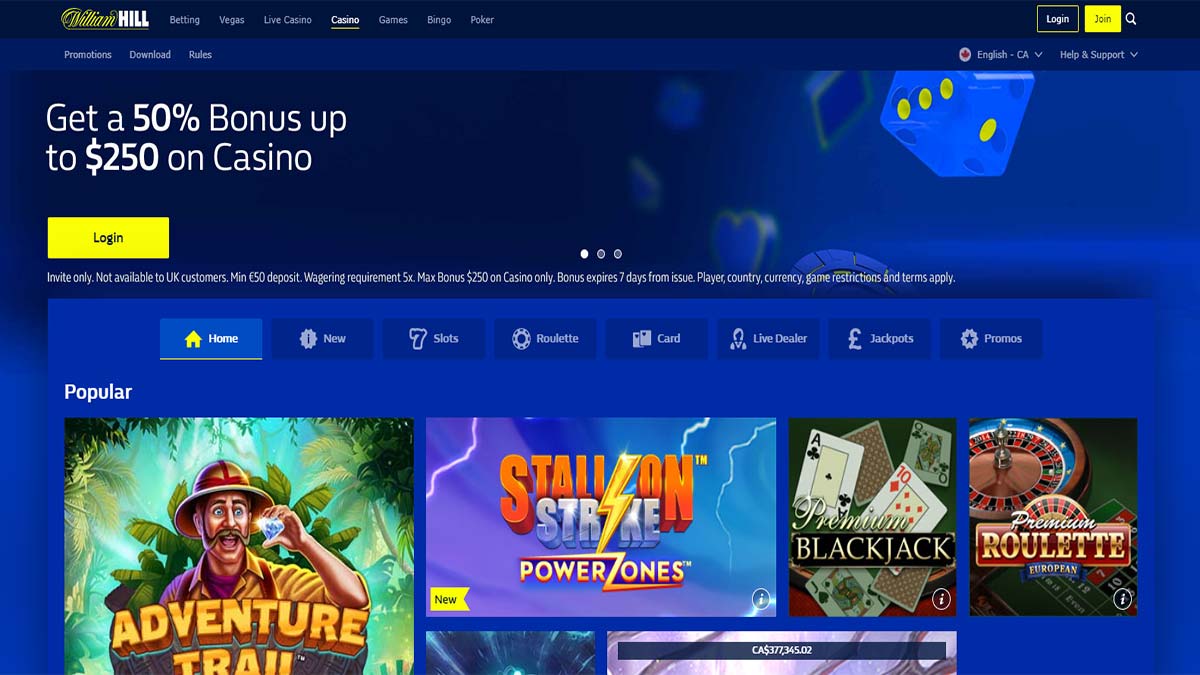 William Hill Casino Screenshot