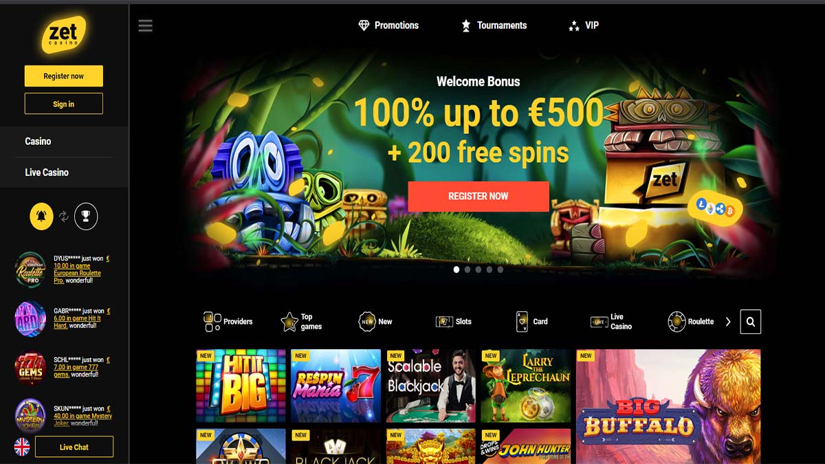 Zet Casino Screenshot