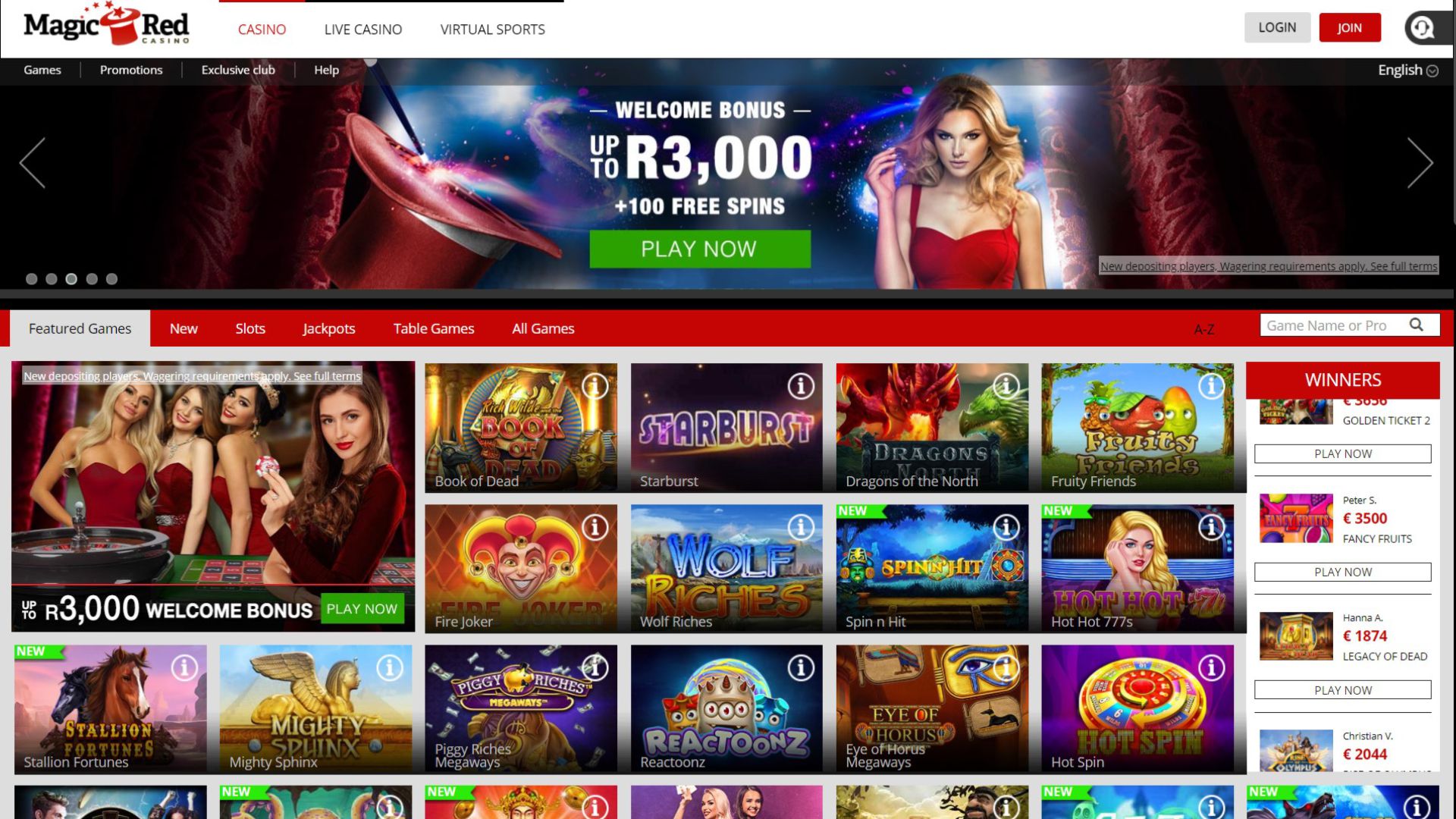 Magic Red Review – 100% deposit match up to R3463