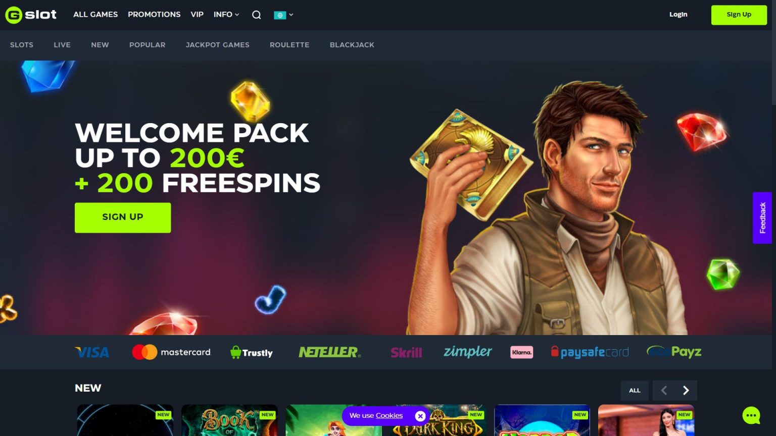 Gslot Casino Review - Welcome Bonus up to $/€200 + 200 Free Spins