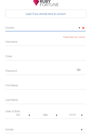 Ruby Fortune casino signup