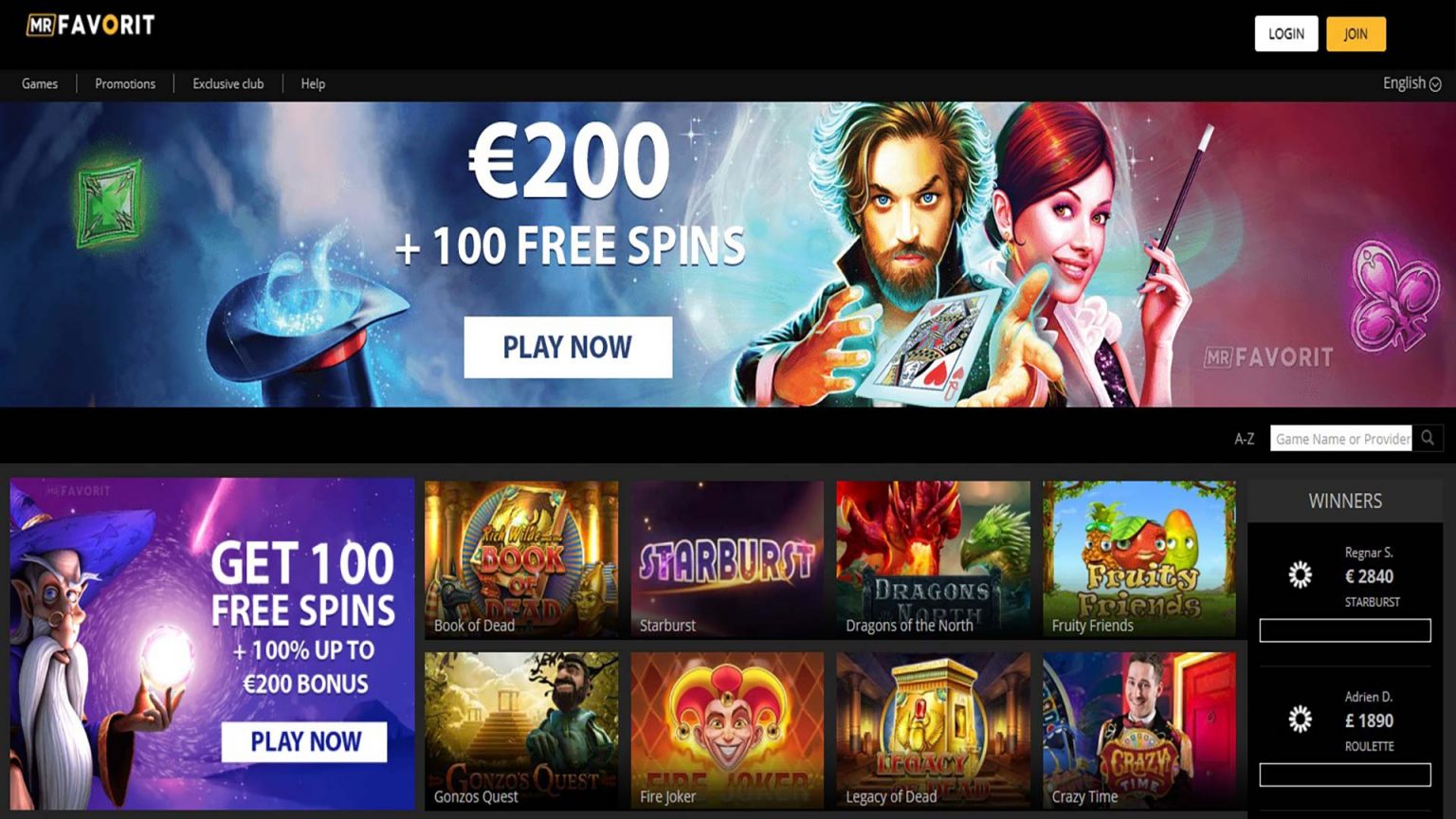 Mr Favorit Casino Screenshot