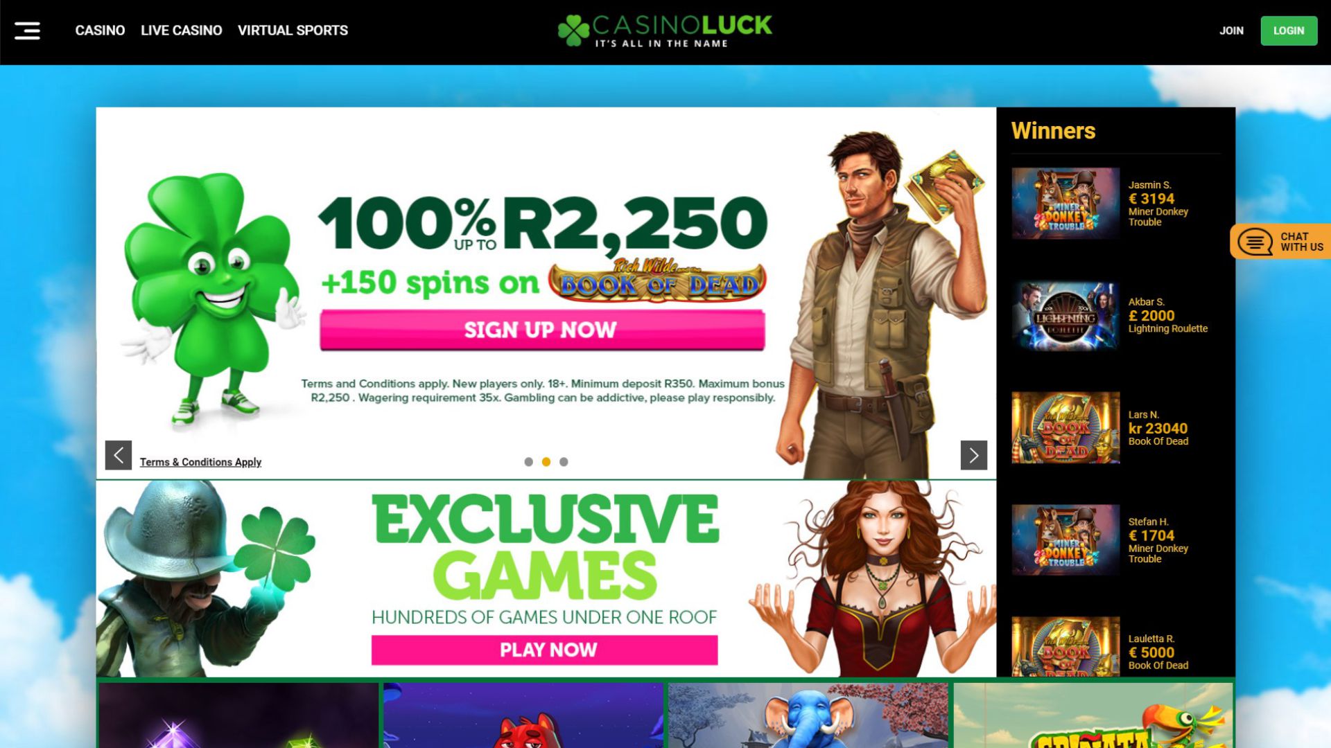 Casino Luck Review: $/€300 + 100 Free Spins