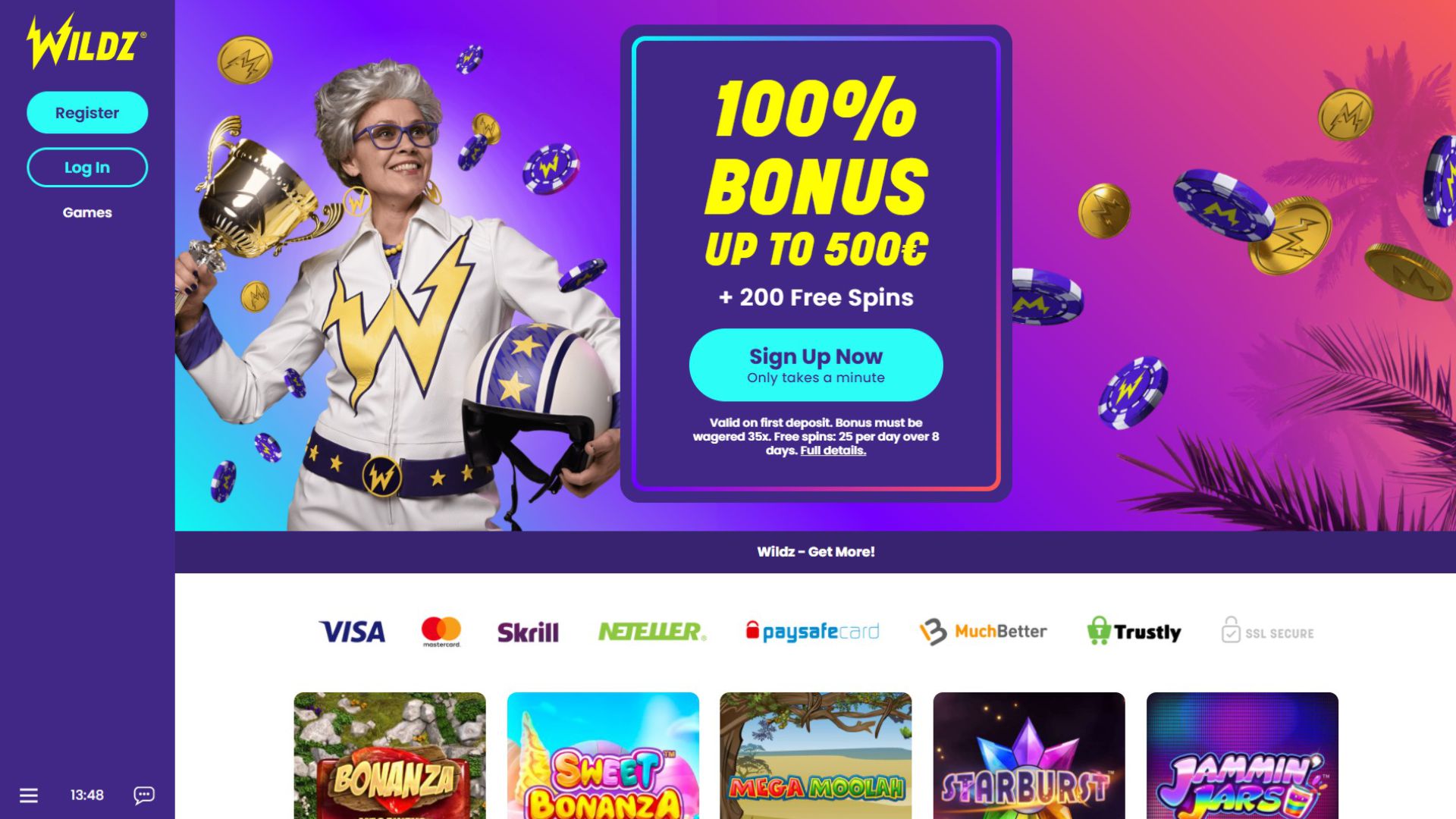 Wildz » Kasinosetä 200% bonus 500€ asti ja 200 IK