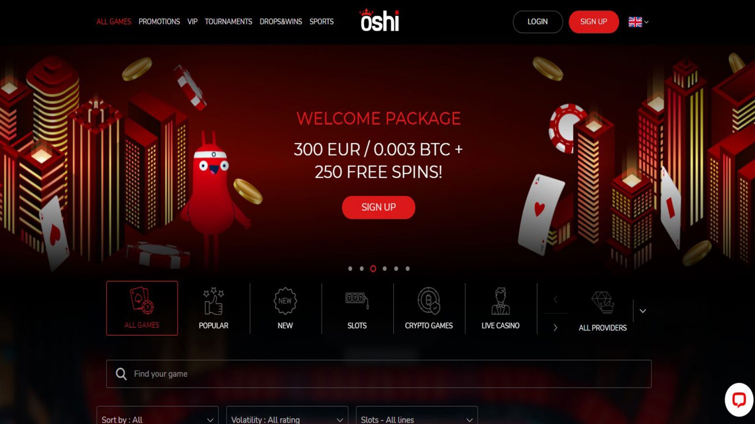 Oshi Casino Screenshot