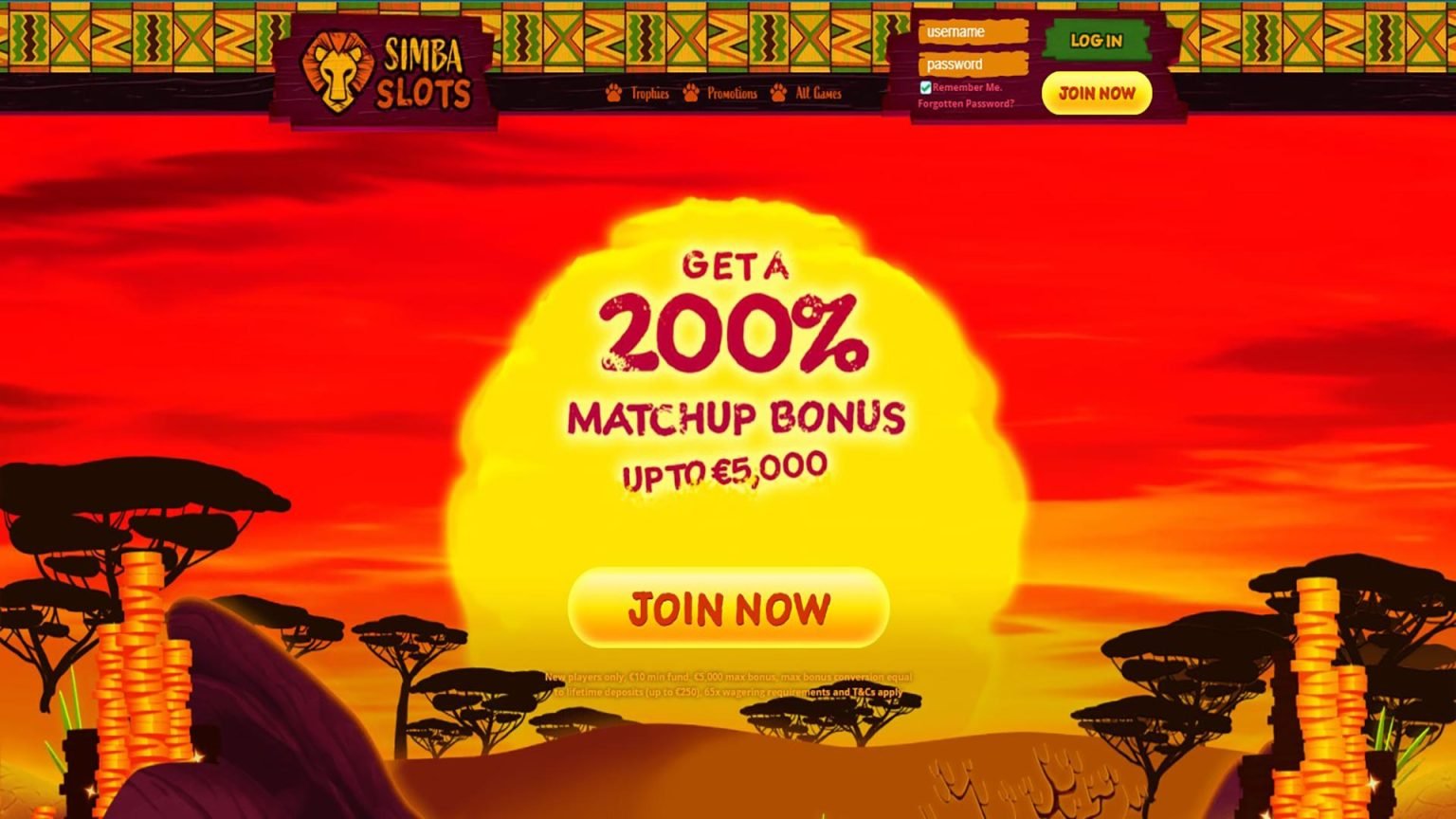 Simba Slots Casino Screenshot