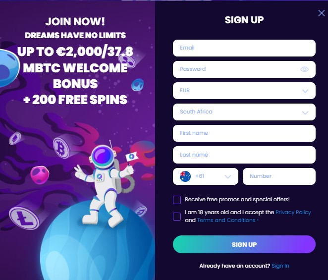 Bitdreams casino signup