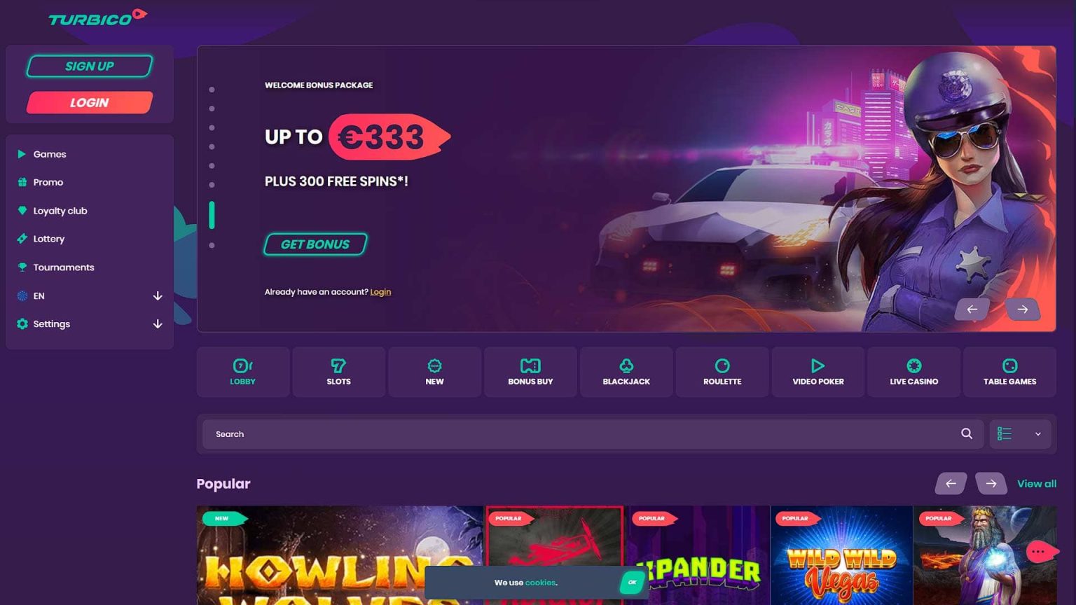 turbico casino screenshot