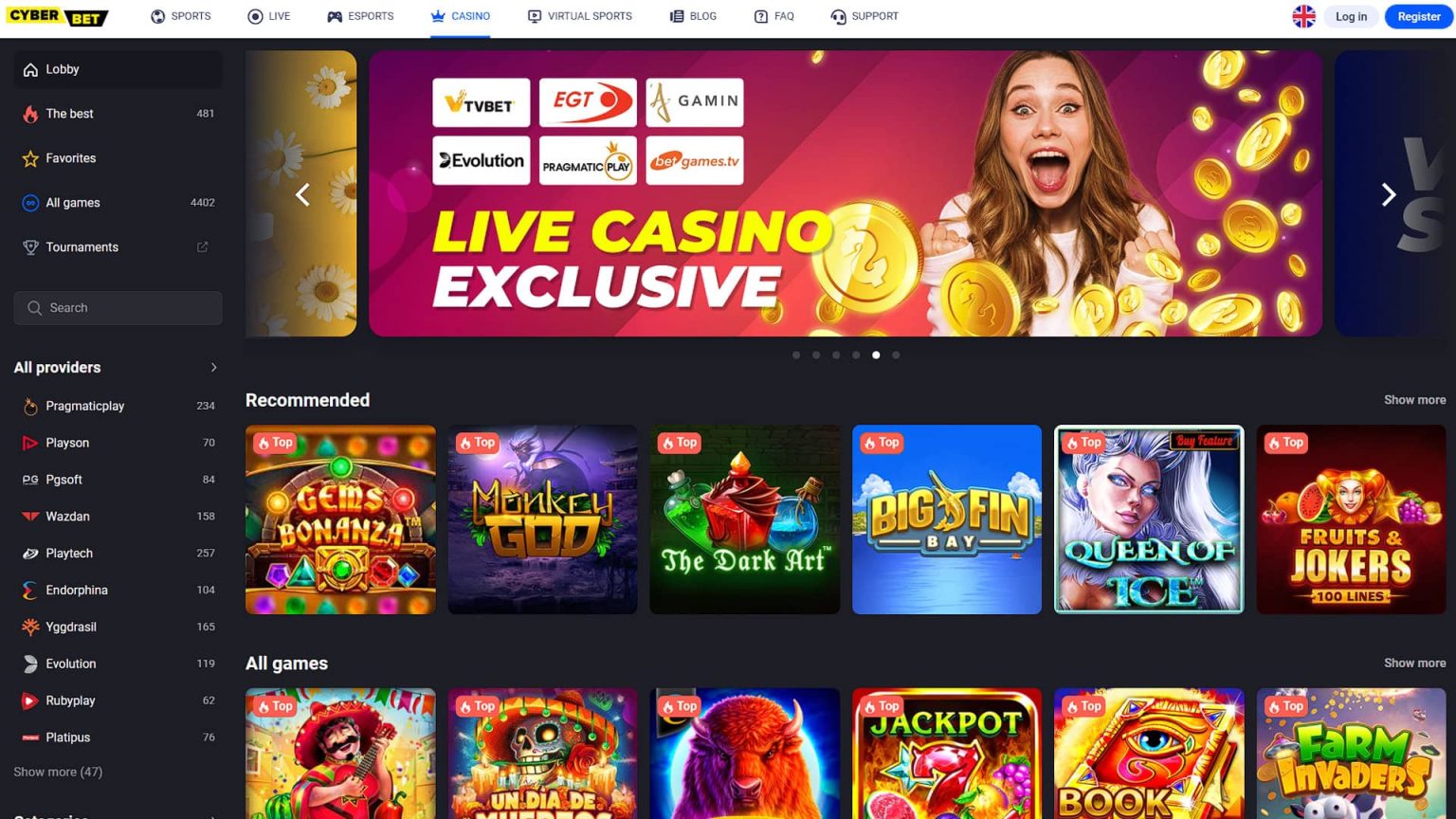 Cyberbet casino screenshot