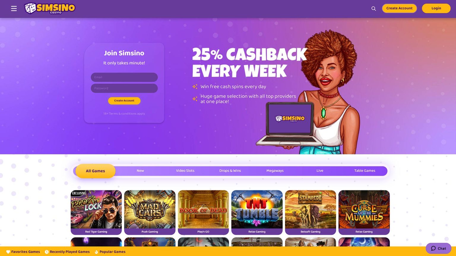 Simsino Casino Screenshot