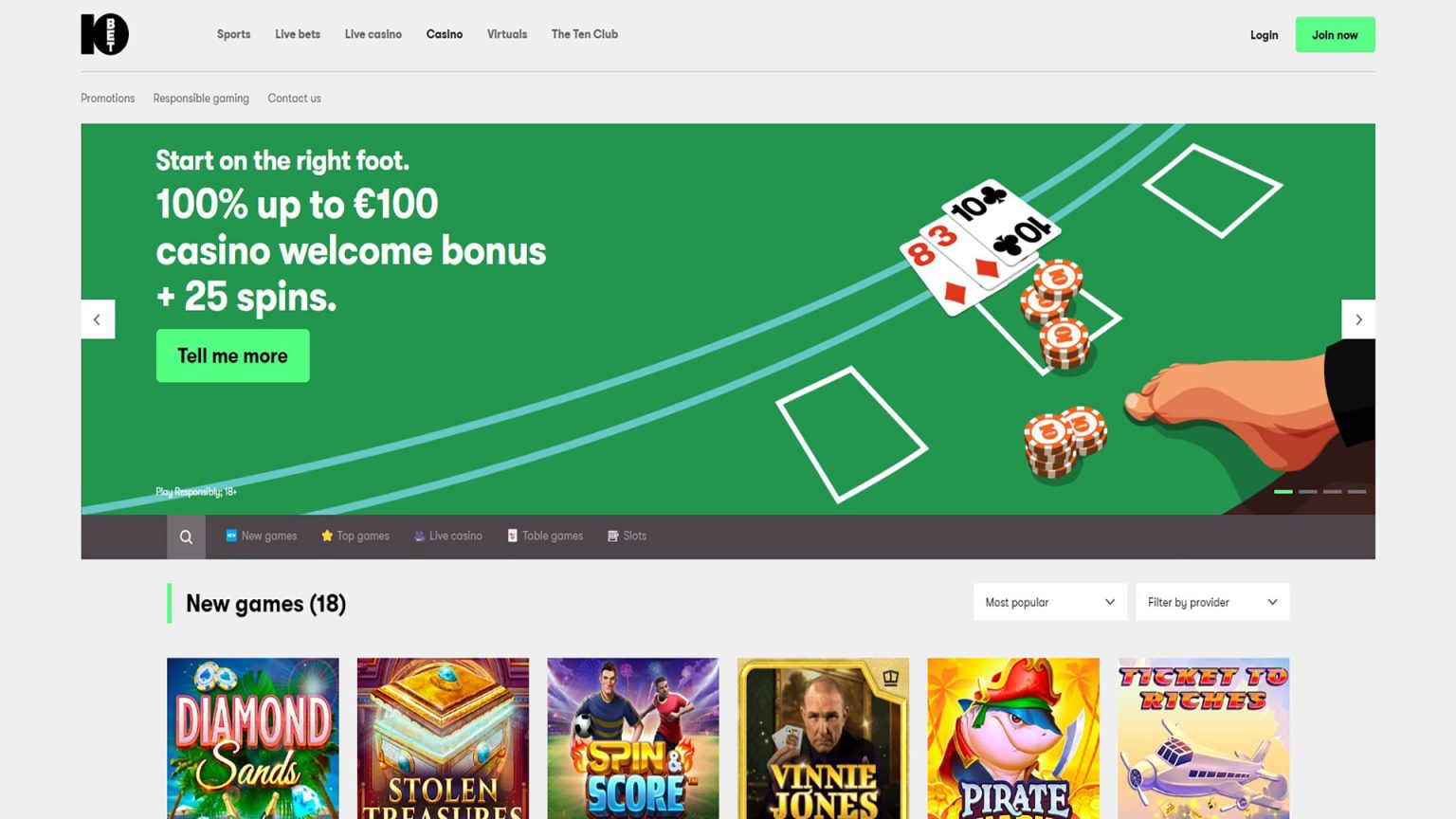 10bet Casino Screenshot