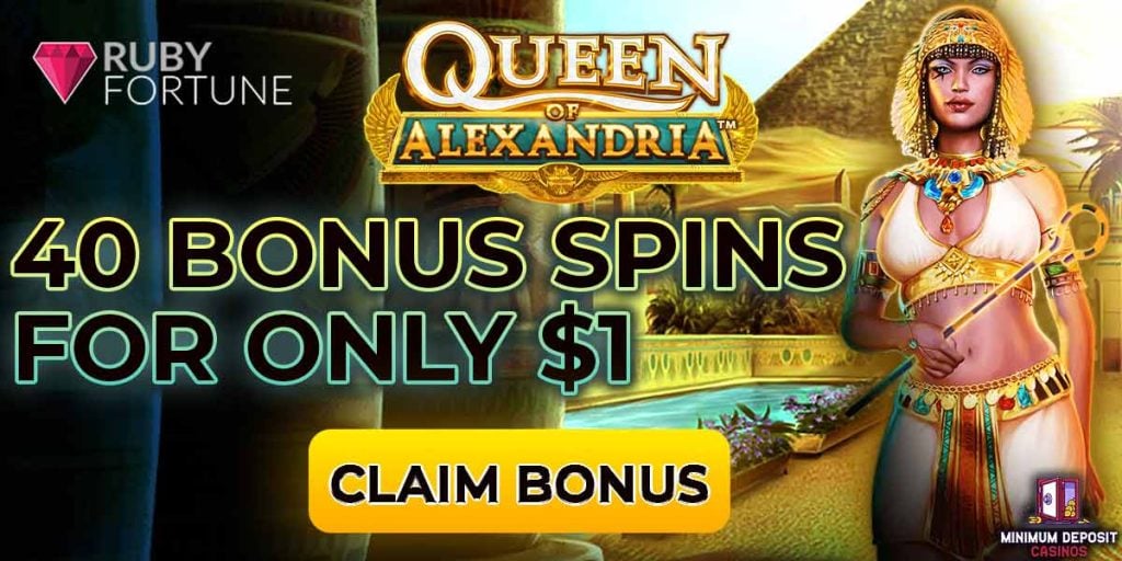 deposit 1 dollar get 40 Free Spins at Ruby Fortune