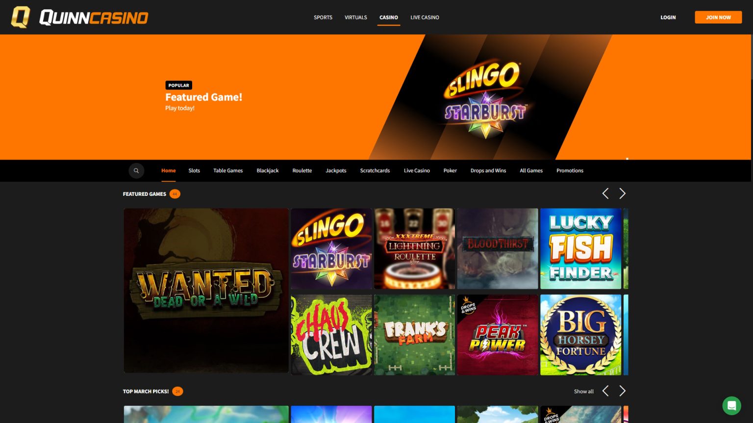 quinnbet casino screenshot