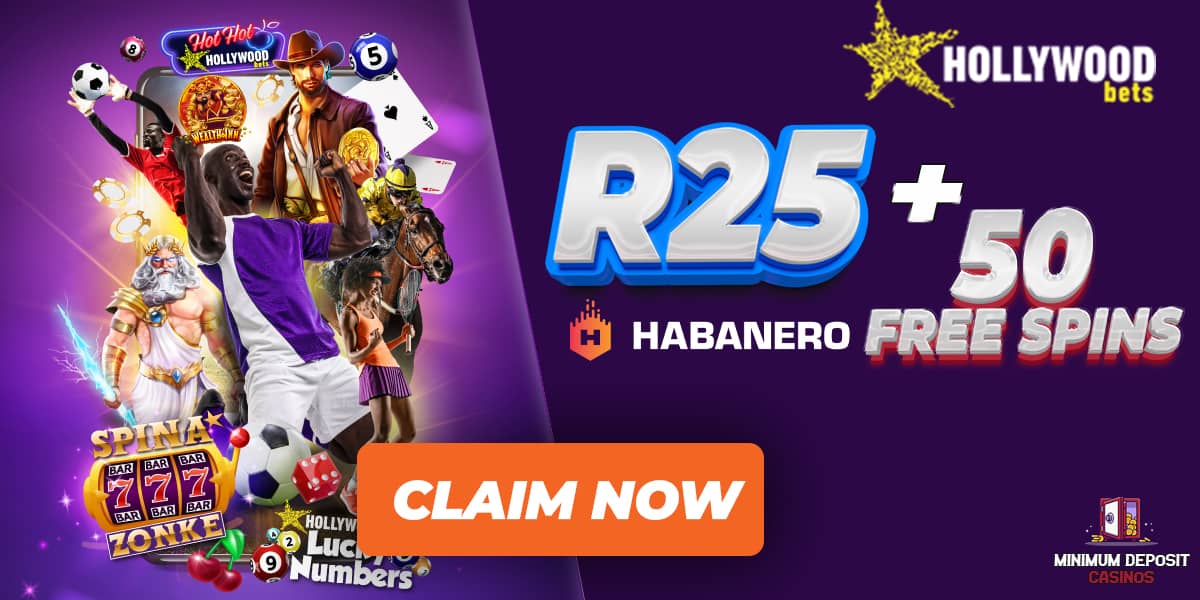 Hollywoodbets R250 and 50 free spins bonus
