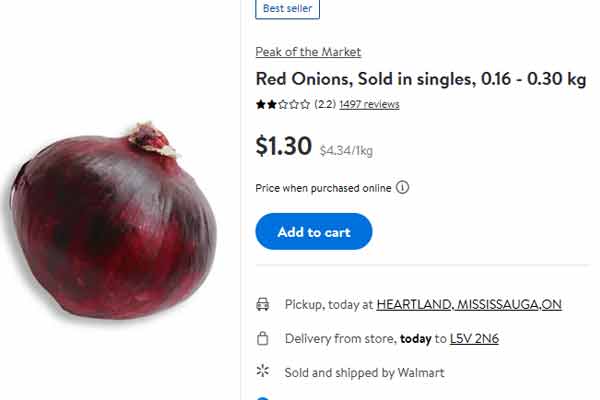 Red onion at walmart canada