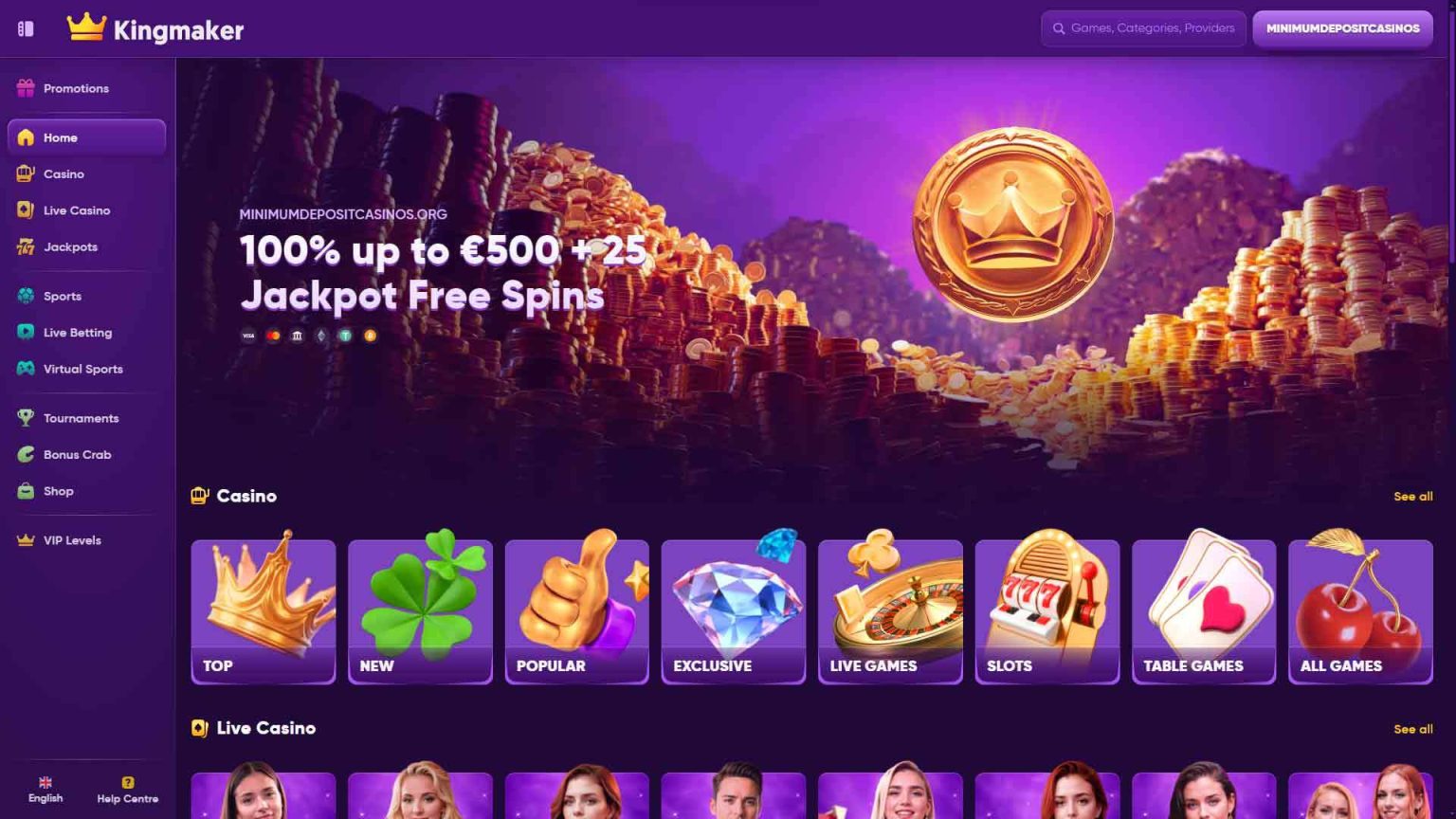 Kingmaker casino Screenshot