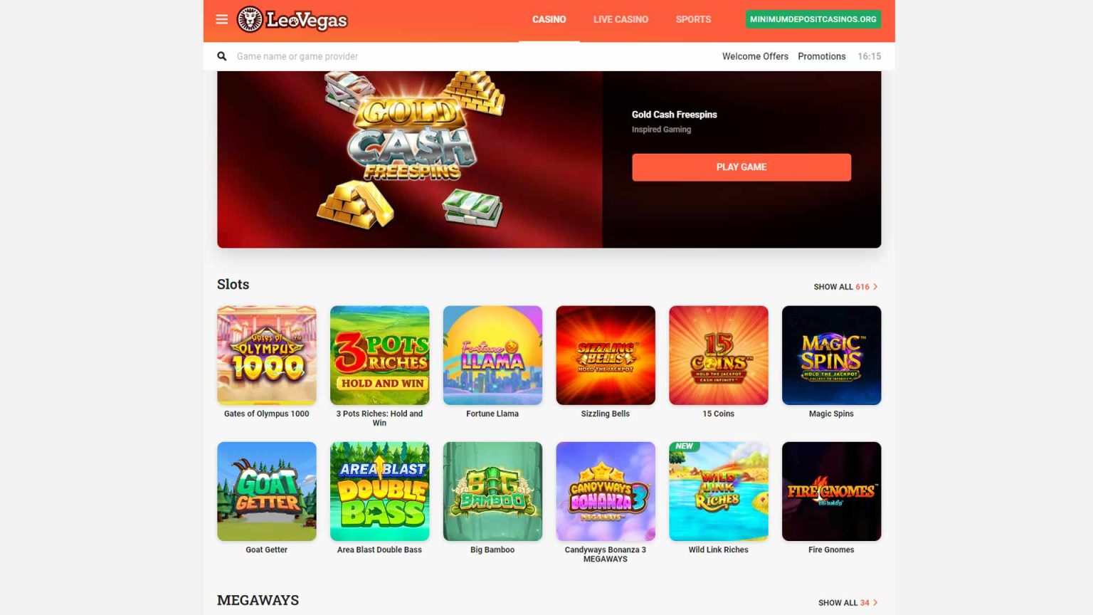 LeoVegas UK casino review screenshot